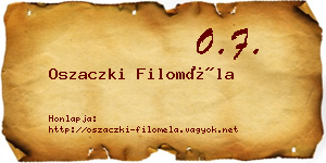 Oszaczki Filoméla névjegykártya